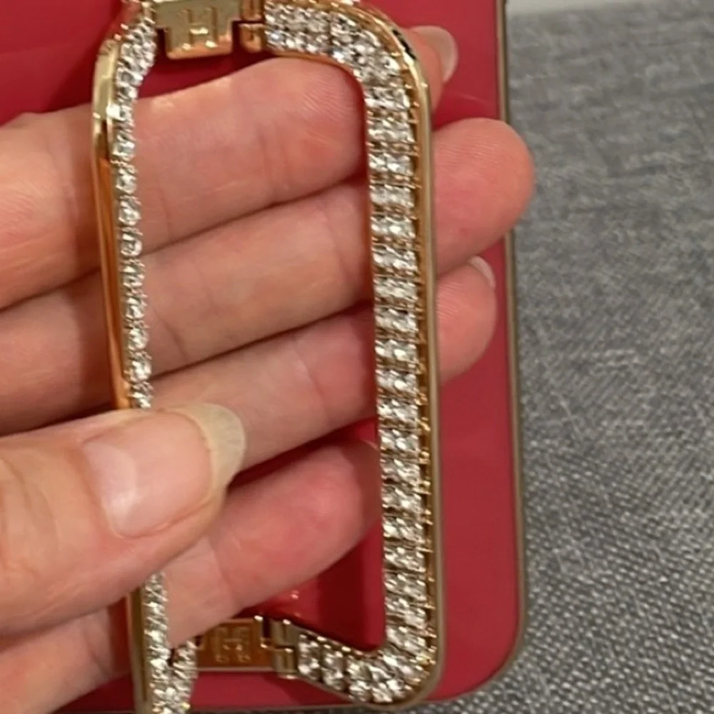 Apple iPhone 12/ 12 pro red cover crystal stud handle new in bag gold trim NWT